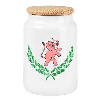 Couronne d’éléphant rose en laurier - Boîte à biscuits avec couvercle en bois - blanc - Devant