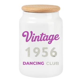 Vintage 1956 – Dancing Club Retro Geburtsjahr - Keksdose mit Holzdeckel - Weiß - Vorne