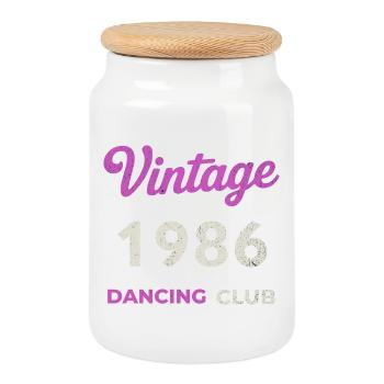 Vintage 1986 – Année de naissance du Dancing Club Rétro - Boîte à biscuits avec couvercle en bois - blanc - Devant