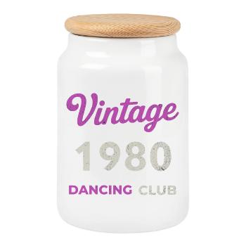 Vintage 1980 – Dancing Club Retro Geburtsjahr - Keksdose mit Holzdeckel - Weiß - Vorne