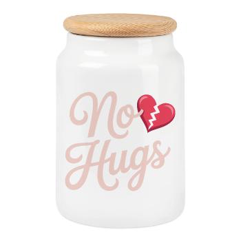 No Hugs Bitte Abstand Halten Umarmung Anti Social - Keksdose mit Holzdeckel - Weiß - Vorne