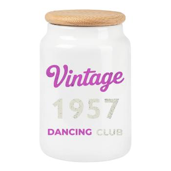 Vintage 1957 – Année de naissance rétro du Dancing Club - Boîte à biscuits avec couvercle en bois - blanc - Devant