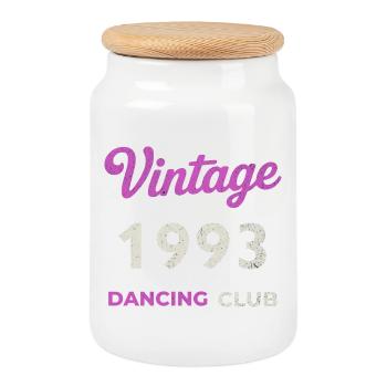 Vintage 1993 – Dancing Club Retro Geburtsjahr - Keksdose mit Holzdeckel - Weiß - Vorne