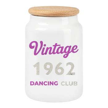 Vintage 1962 – Dancing Club Retro Geburtsjahr - Keksdose mit Holzdeckel - Weiß - Vorne