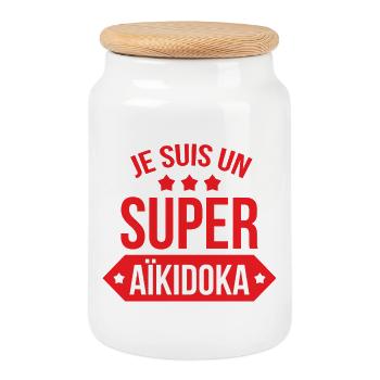 Aikido - Martial Art - Aikido - Cookie Jar with Wooden Lid - white - Front