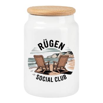 Rügen Holiday Baltic Sea Travel Beach - Cookie Jar with Wooden Lid - white - Front