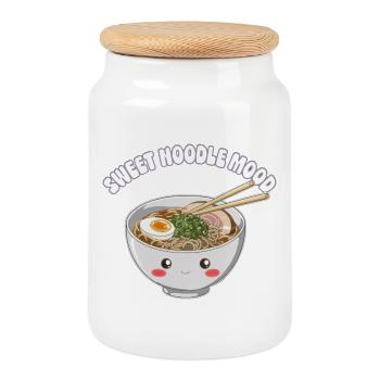 ramen - Cookie Jar with Wooden Lid - white - Front