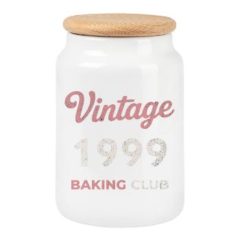 Millésime 1999 – Année de naissance rétro du Baking Club - Boîte à biscuits avec couvercle en bois - blanc - Devant