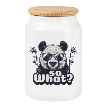 Panda, So What - Keksdose mit Holzdeckel - Weiß - Vorne