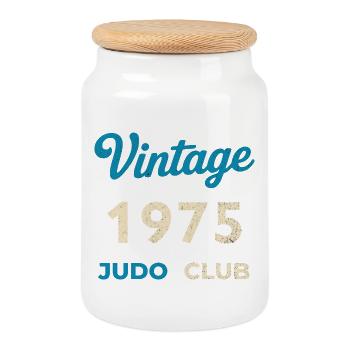 Cadeau vintage 1975 Judo Club Retro Année de naissance - Boîte à biscuits avec couvercle en bois - blanc - Devant
