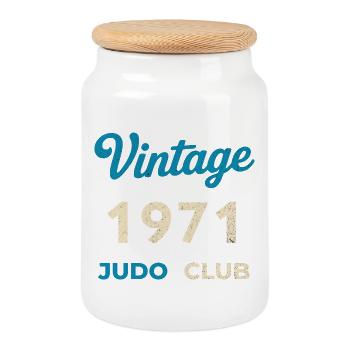 Année de naissance rétro vintage du Judo Club 1971 - Boîte à biscuits avec couvercle en bois - blanc - Devant