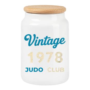 Année de naissance rétro vintage du Judo Club 1978 - Boîte à biscuits avec couvercle en bois - blanc - Devant