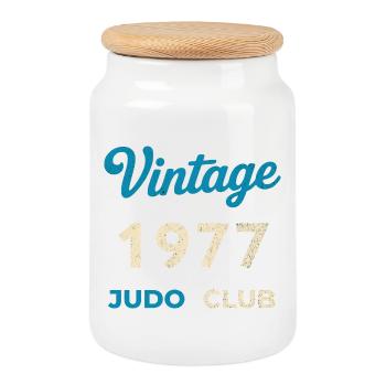 Année de naissance rétro vintage du Judo Club 1977 - Boîte à biscuits avec couvercle en bois - blanc - Devant