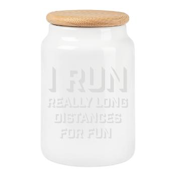 I Run Really Long Distances For Fun Marathon Sport - Keksdose mit Holzdeckel - Weiß - Vorne