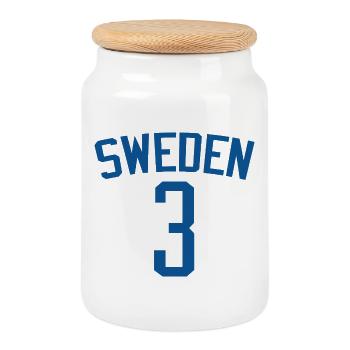 Sweden 3 – Sport design - Cookie Jar with Wooden Lid - white - Front