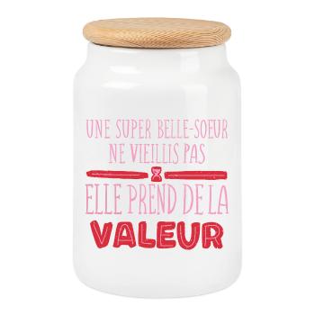 Elle Ne Vieillit Pas Elle Prend De La Valeur  - Boîte à biscuits avec couvercle en bois - blanc - Devant