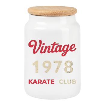 Vintage 1978 – Année de naissance rétro du Karate Club - Boîte à biscuits avec couvercle en bois - blanc - Devant
