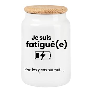 Je_suis_fatigué(e)_par_les_gens_surtout-- - Keksdose mit Holzdeckel - Weiß - Vorne