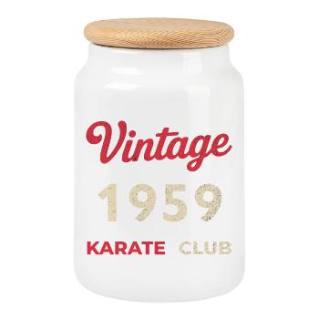 Vintage 1959 – Année de naissance rétro du Karate Club - Boîte à biscuits avec couvercle en bois - blanc - Devant