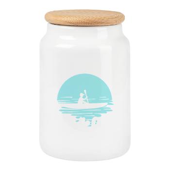 En cas de doute, pagayez Kayak Canoë Tee Design - Boîte à biscuits avec couvercle en bois - blanc - Devant