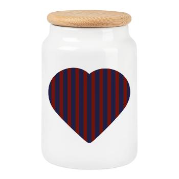 Red-Blue Heart - Cookie Jar with Wooden Lid - white - Front