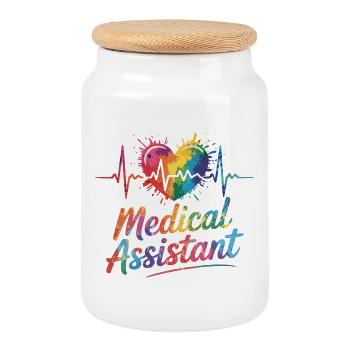 Rainbow Medical Assistant Heart - Cookie Jar with Wooden Lid - white - Front