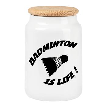 Le badminton c'est la vie ! - Boîte à biscuits avec couvercle en bois - blanc - Devant