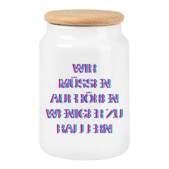 Hardtekk Tekk - Cookie Jar with Wooden Lid - white - Front