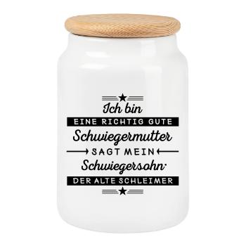 I'm a good mother-in-law - Cookie Jar with Wooden Lid - white - Front