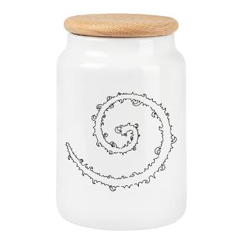 Cybersigilism Spiral - Cookie Jar with Wooden Lid - white - Front