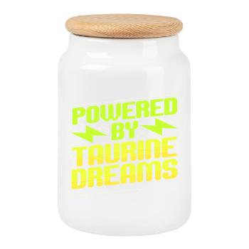 Energy Drink Powered By Taurine Dreams - Cookie Jar with Wooden Lid - white - Front