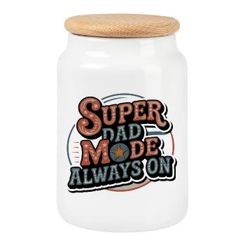 Mode Super Dad toujours actif - Boîte à biscuits avec couvercle en bois - blanc - Devant