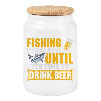 Pêcheur pêcheur Pêcheur sportif Bière pêcheur - Boîte à biscuits avec couvercle en bois - blanc - Devant