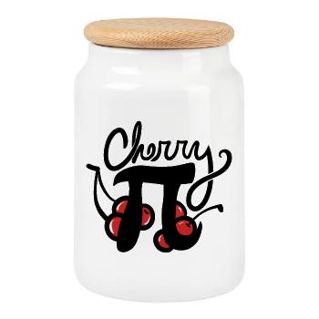 Cherry Pi Illustration - Keksdose mit Holzdeckel - Weiß - Vorne