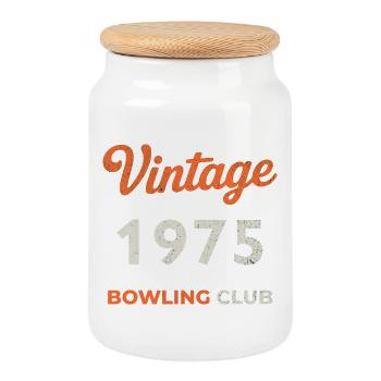 Millésime 1975 – Année rétro de naissance du Bowling Club - Boîte à biscuits avec couvercle en bois - blanc - Devant