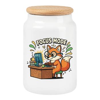 Mode Focus Fox sur l’ordinateur - Boîte à biscuits avec couvercle en bois - blanc - Devant