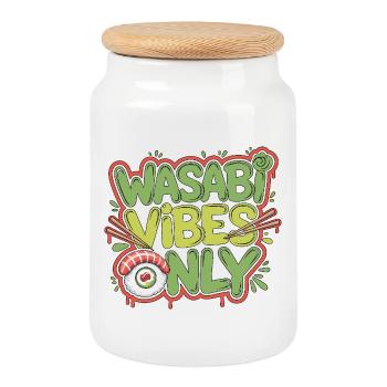 Sushi Wasabi Vibes Only Japanese Food Enthusiast - Keksdose mit Holzdeckel - Weiß - Vorne