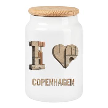 I Love Copenhagen – Modern Nordic Design - Keksdose mit Holzdeckel - Weiß - Vorne