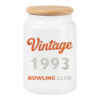 Vintage 1993 – Bowling Club Retro Geburtsjahr - Keksdose mit Holzdeckel - Weiß - Vorne