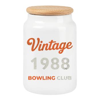 Vintage 1988 – Bowling Club Retro Geburtsjahr - Keksdose mit Holzdeckel - Weiß - Vorne