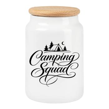 Camping Squad Zelt - Keksdose mit Holzdeckel - Weiß - Vorne