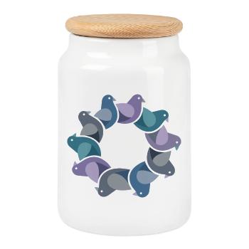Amoureux des pigeons – Roucoulements & Humour - Boîte à biscuits avec couvercle en bois - blanc - Devant