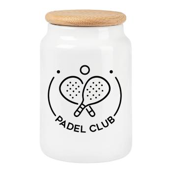Padel Club - Cookie Jar with Wooden Lid - white - Front