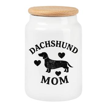 Dachshund Mom - Keksdose mit Holzdeckel - Weiß - Vorne
