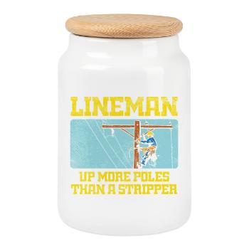 Lineman monte plus de perches qu’un design de strip-teaseur - Boîte à biscuits avec couvercle en bois - blanc - Devant