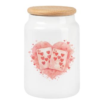 Playing Cards 67 Valentine Six Seven Heart Sweet - Cookie Jar with Wooden Lid - white - Front
