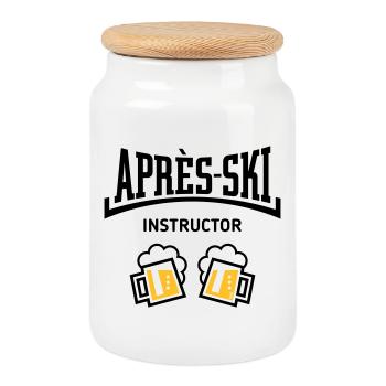Après-Ski Instructor (Beer, Après-Ski Concave, POS3C) - Cookie Jar with Wooden Lid - white - Front