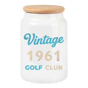 Vintage 1961 Golf Club Retro Geburtsjahr Geschenk - Keksdose mit Holzdeckel - Weiß - Vorne
