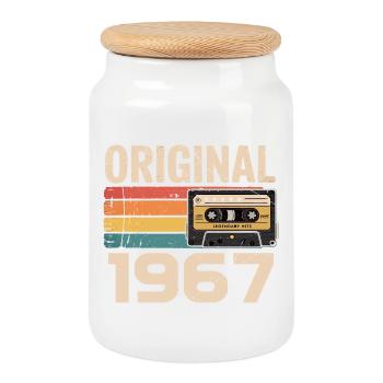 Originales 1967er Retro-Jubiläum 1967 - Keksdose mit Holzdeckel - Weiß - Vorne