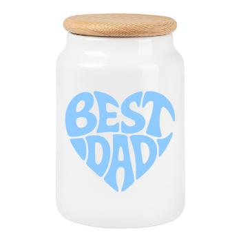 Meilleur design de cœur de papa - Boîte à biscuits avec couvercle en bois - blanc - Devant